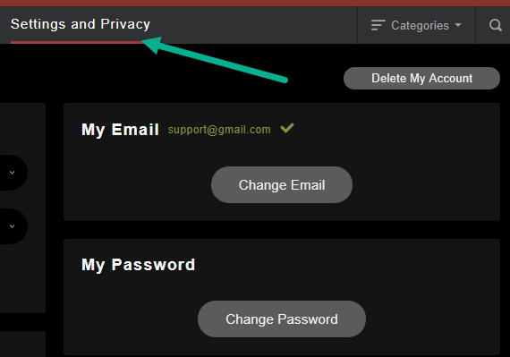 Cambia l'e-mail e la password di accesso in StripChat