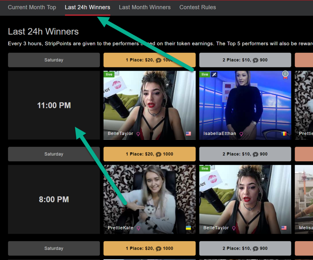 ultimi 24 vincitori delle modelle di stripchat