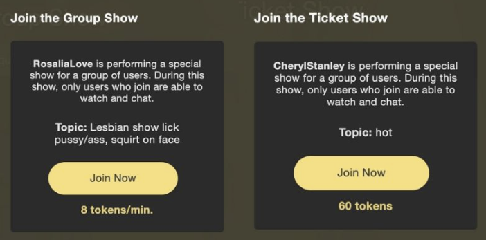 StripChat two types of group shows